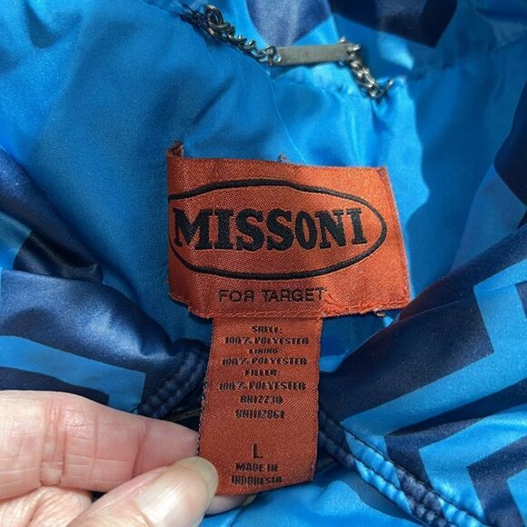 Missoni Target Puffer Jacket Blue signature Missoni Zig Zag Print pockets too! - Picture 3 of 8